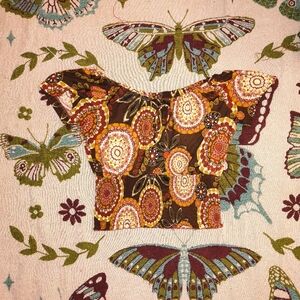 Bohemian Off-Shoulder Blouse - Brown and Orange